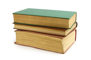 Vintage old books on white background