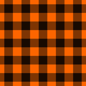Orange and Black Plaid Fabric Background