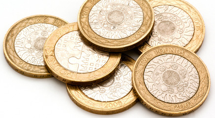 2 pound coins close-up