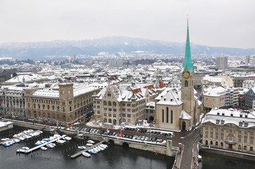 Naklejka premium Winter view of Zurich