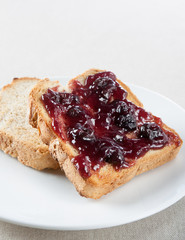 Toast with blueberry jam
