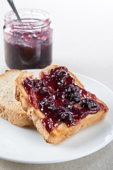 Toast with blueberry jam