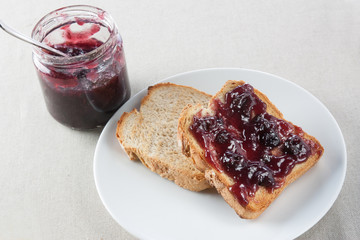 Toast with blueberry jam