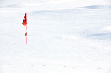 Golf course covered with snow