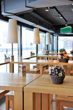 Interior of a trendy cafe
