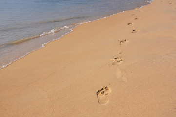 Footmarks on the sandy beach