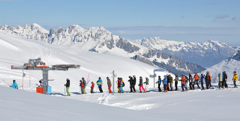 Queue at the ski lift