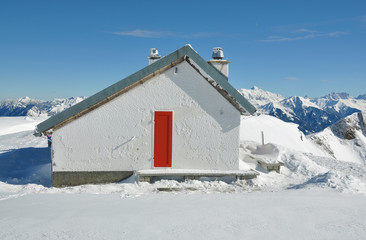 Rescue station in Pizol, famous Swiss skiing resort