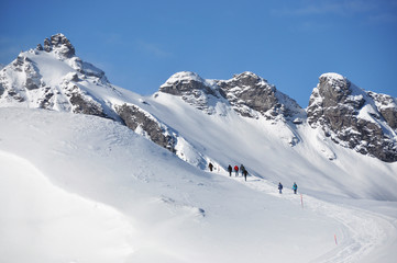 Fototapeta na wymiar Hiking in Pizol, famous Swiss skiing resort