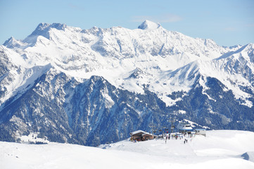 Fototapeta na wymiar Pizol, słynny szwajcarski ośrodek narciarski