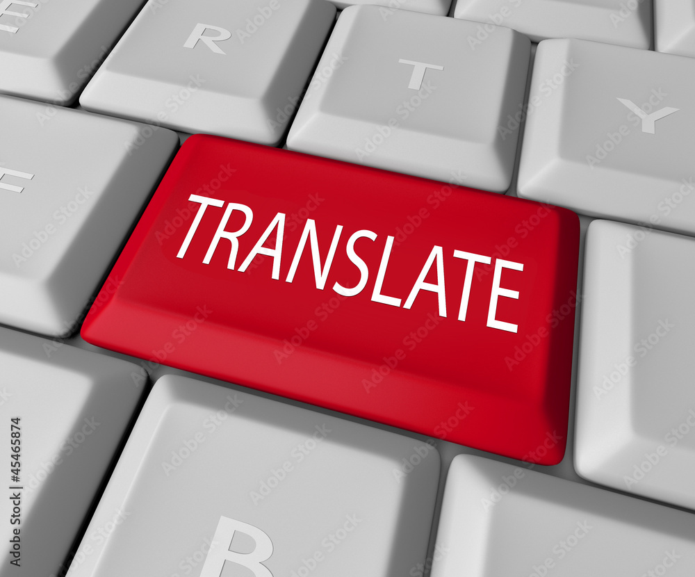 Wall mural translate word computer keyboard key button