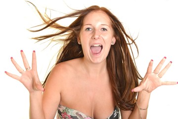 woman scared