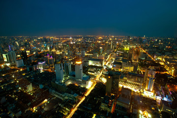 Fototapeta na wymiar Panorama Noc nad Bangkok, Tajlandia