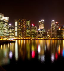 Fototapeta na wymiar A view of Singapore business district, in the night time.