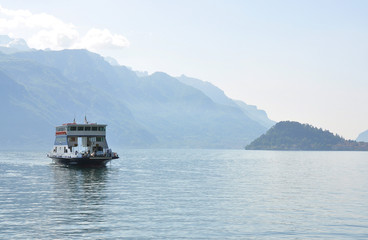 Ferry passing lake Como, Italy