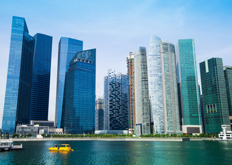 Skyline of modern business district in Singapore.