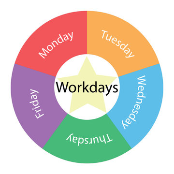 Workdays circular concept with colors and star