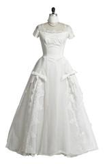 Fototapeta na wymiar Vintage 1950 ślubnej sukni w stylu księżniczki
