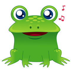 illustration of green frog singing