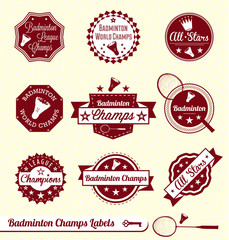 Vector Set: Retro Badminton League Labels and Badges