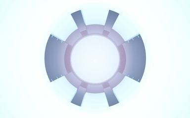 Abstract shop interior with glass doors and a showcase.