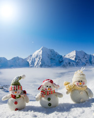 Snowman - happy winter friends