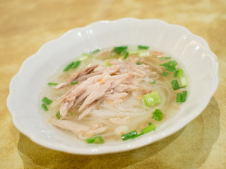 Bowl of chicken noodle soup