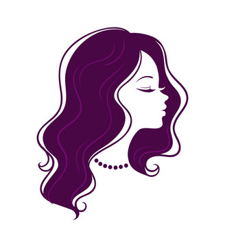 purple hair woman profile silhouette clip art preview
