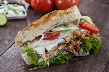 Pita bread with Kebab on wood