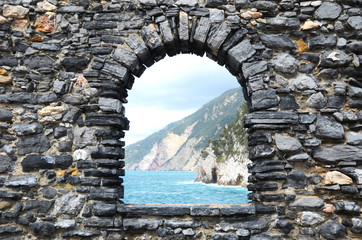 View from the old fortress in Portovenere town, Italy