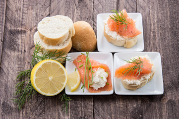 Salmon starters on small plates
