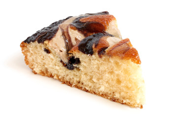 Slice of cream cake with chocolate