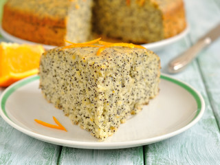 Orange pie with poppy seeds