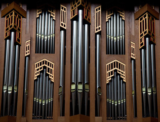 Organ in the cathedral of Brussels in Belgium
