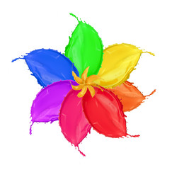 Colored flower blossom made of paint splashes