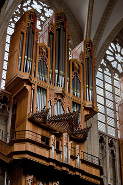 Organ in the cathedral of Brussels in Belgium