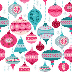 Vintage Christmas Background - with christmas tree balls