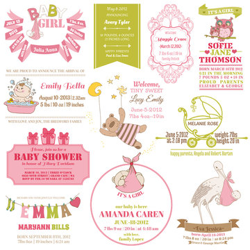 Baby Arrival and Shower Collection - for card design, scrapbook