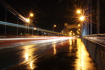 Obraz premium Grunwadzki Bridge at night, Wroclaw, Poland