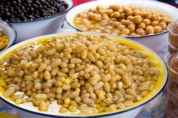 Preserved fruits at a farmer's market.