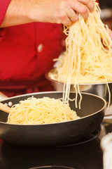 Chef preparing pasta