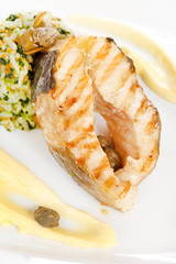 fish steak with rice