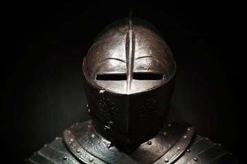 Ancient metal armor of the medieval knight