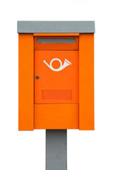 Orange European metal post box