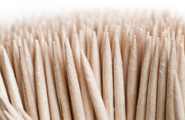 Macro shot of wooden toothpicks