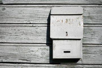 Traditional old mail box on the wooden wall