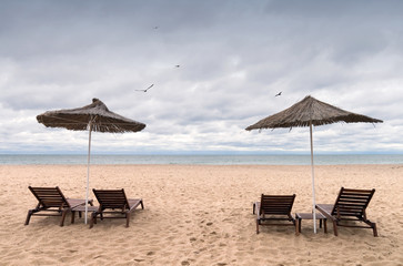 An empty sand beach on the Sea