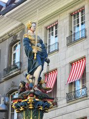 Themis statue in the historical center of Bern, Switzerland