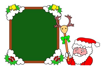 サンタクロースとクリスマス飾りのボード