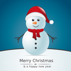 Fototapeta na wymiar Snowman z szalikiem i Santa Claus kapelusz